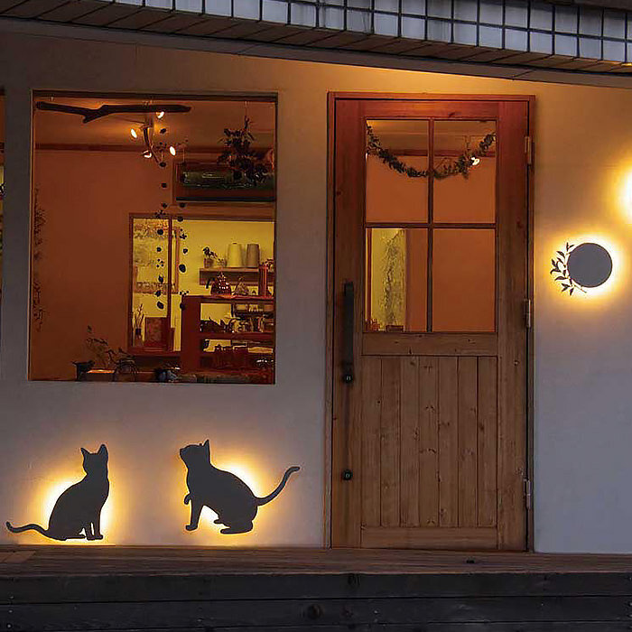 LEDポーチ灯 猫モチーフのデコウォールライト ・全4タイプ （店舗照明） 