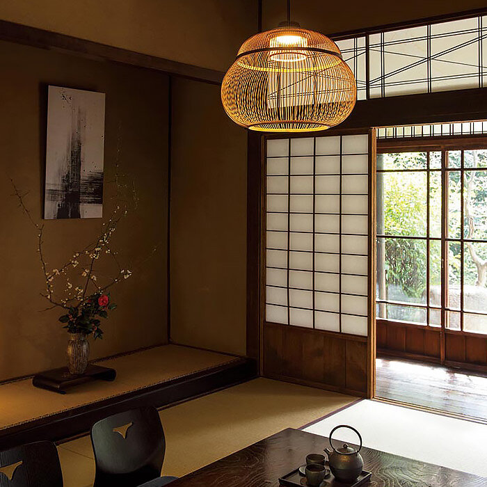 駿河竹千筋細工の和風照明・全2タイプ (店舗照明)