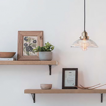 ペンダントライト リブ入り 透明ガラス | 40W・引掛シーリング式｜照明