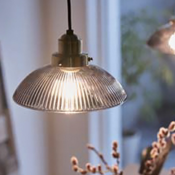 ペンダントライト リブ入ガラス レトロ｜スモークブラウン・引掛