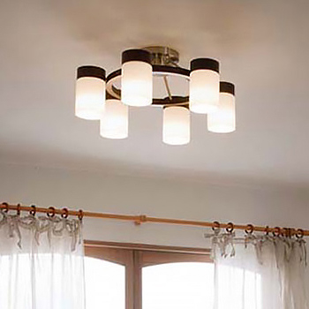 ブラウンウッド×乳白ガラス シャンデリア |8畳対応【照明の