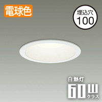 ダウンライト Φ100 電球色 60W相当 | ホワイト