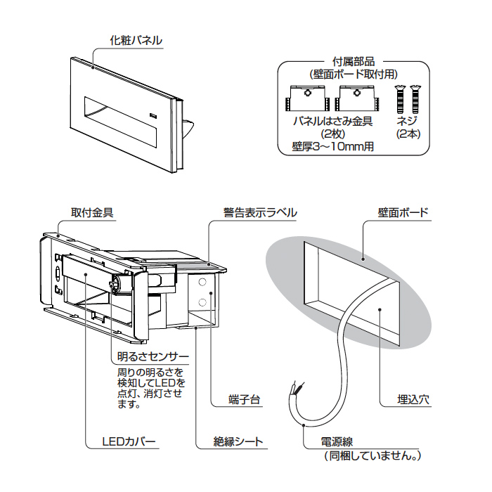 Home Archi Products フットライト 埋込型 明るさセンサ式｜横長デザインのディテール写真4