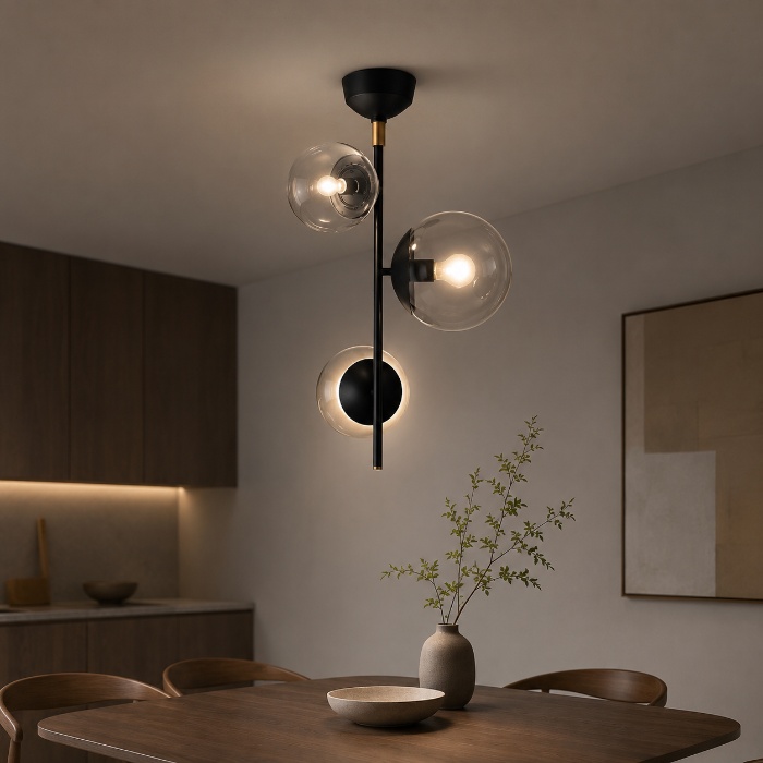 Bliss vertical 3-ceiling light シャンデリア 3灯｜クリアガラスのディテール写真3