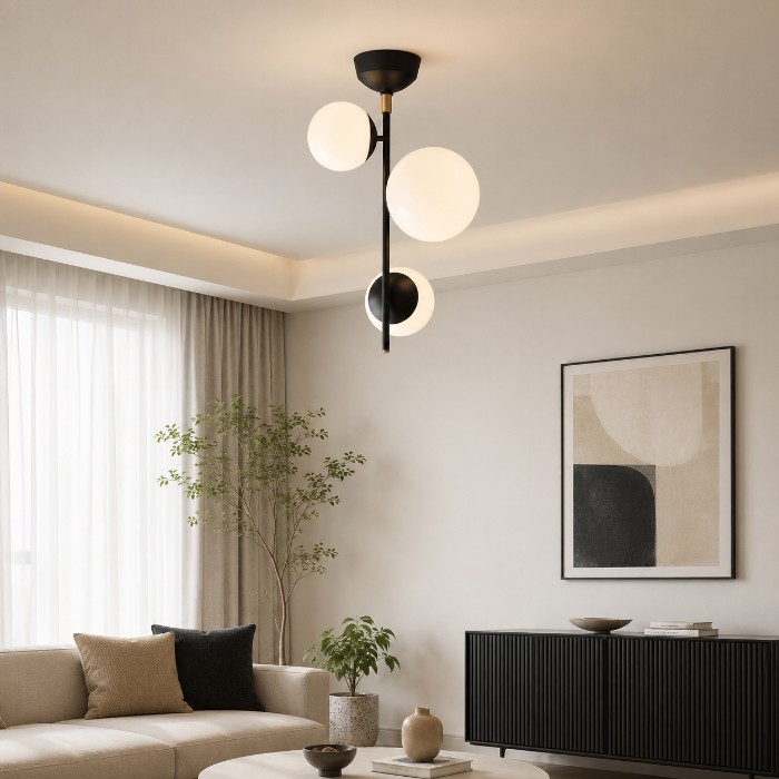 Bliss vertical 3-ceiling light シャンデリア 3灯｜ホワイトガラスのディテール写真3