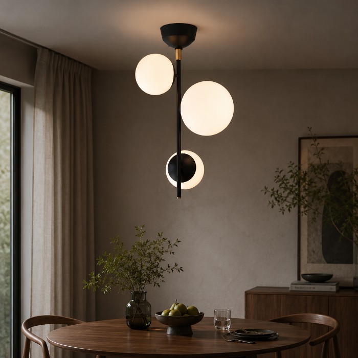 Bliss vertical 3-ceiling light シャンデリア 3灯｜ホワイトガラスのディテール写真4