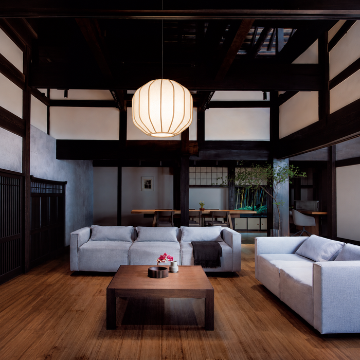 曲木 Φ660 和風ペンダントライト 100W相当×4灯・電球色｜白木色枠の使用イメージ写真2