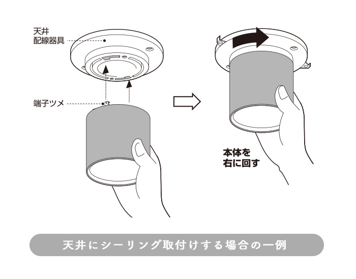 引掛けシーリング式の取付方法